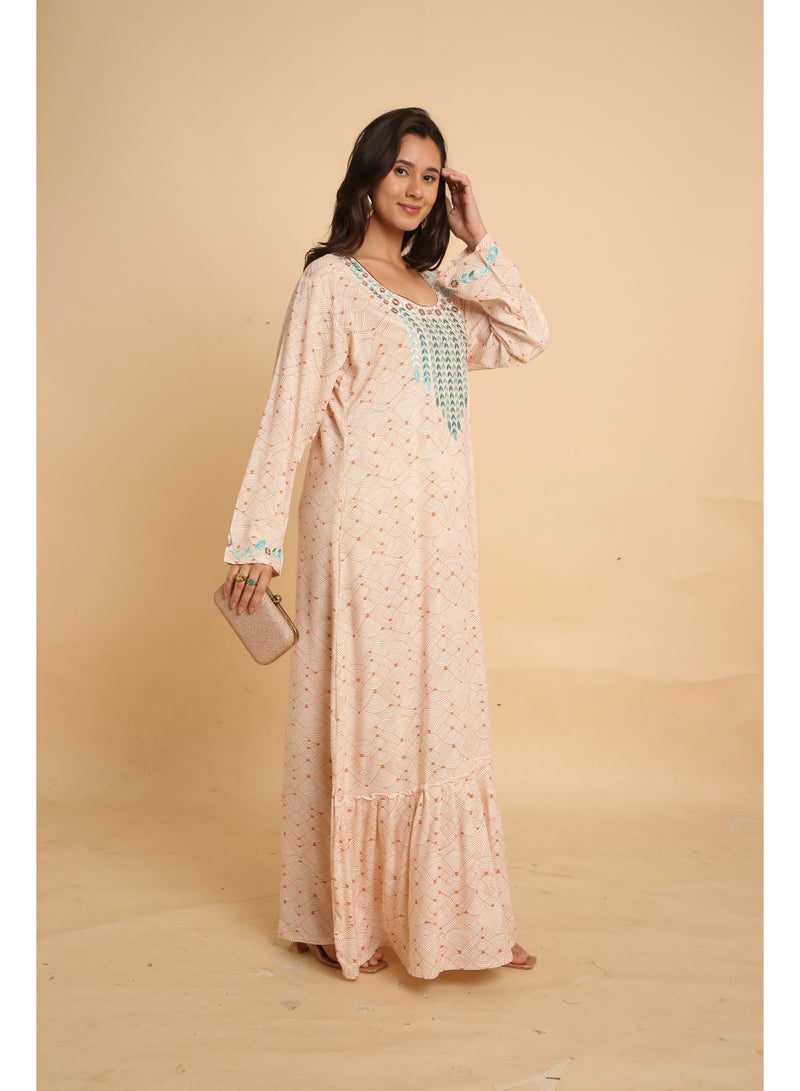 HANA & SARA Trendy Luxe Printed Arabic Jalabiya Dress For Women - Image 5